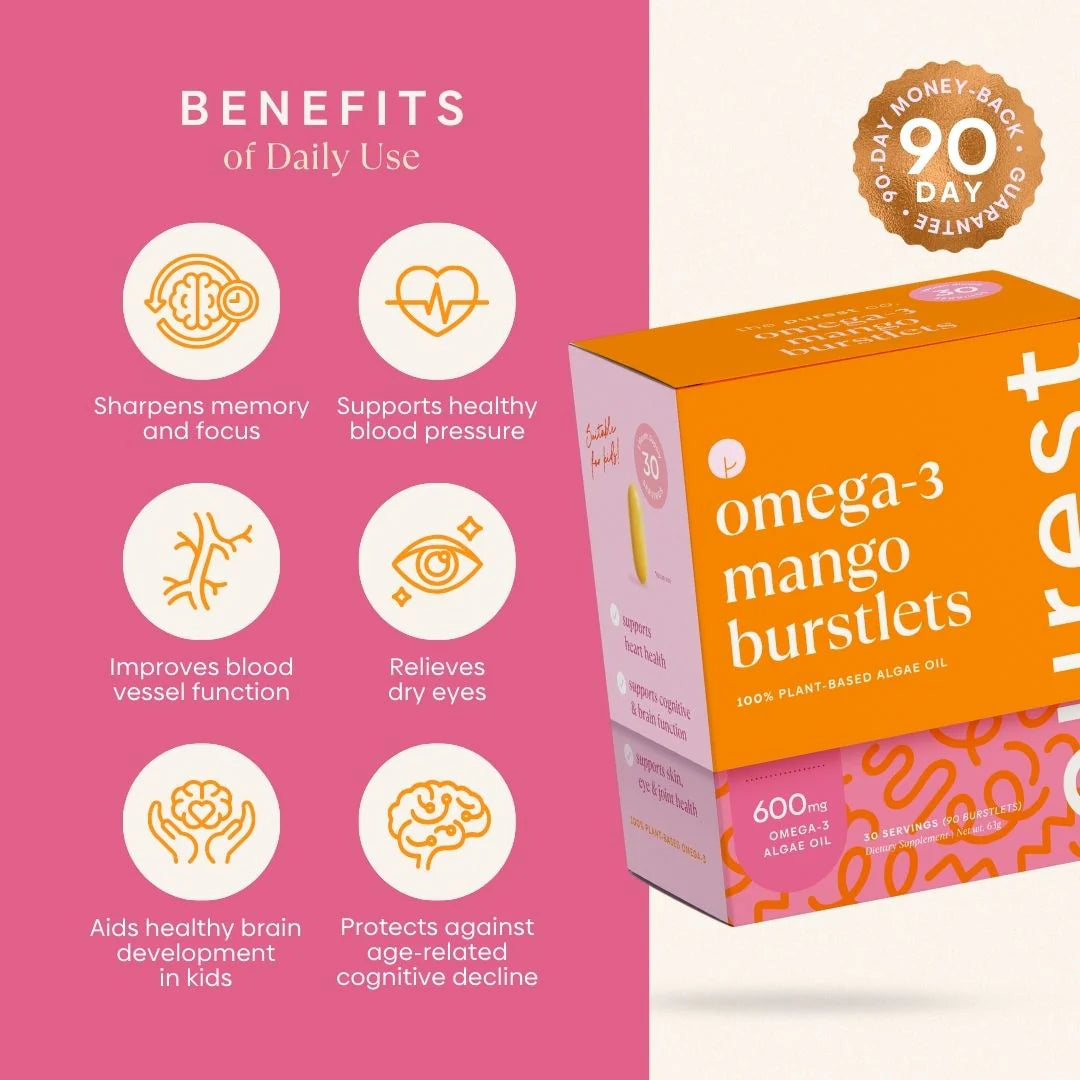 Benefits of daily omega-3 use — memory, focus, brain development, eye health. 90-day money-back guarantee.